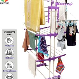 Steel, Plastic Floor Cloth Dryer Stand Jumbo Clothes Drying Stand | Foldable, Stainless Steel & Heavy Duty Dryer Stand-18