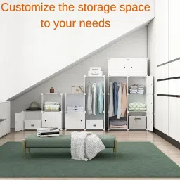 flipkart perfect homes studio ® Portable 8-Cube Closet Foldable Storage Organizer White PP Collapsible Wardrobe image 5