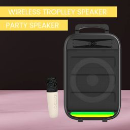 FRONY Monster (BLUETOOTH TROLLEY SPEAKER) High Bass Sound Quality With Karaoke MicB224 35 W Bluetooth Party Speaker-image-71