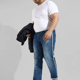 Instafab Plus Men Plus Size Mildly Distressed Heavy Fade Stretchable Jeans image 5