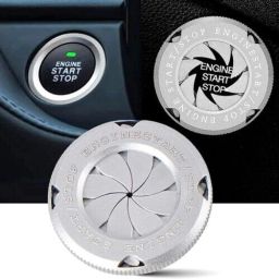1pcs Car Push Start Button Cover Spin Ignition Cap silver Bike Fairing Kit-28