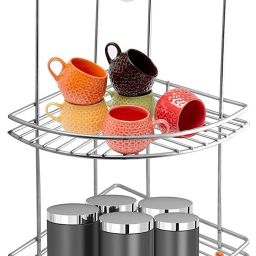 Utensil Kitchen Rack Corner Stand,(3- Tier ),Stainless Steel Multi Purpose Storage Rack / Shelf Steel-image-24