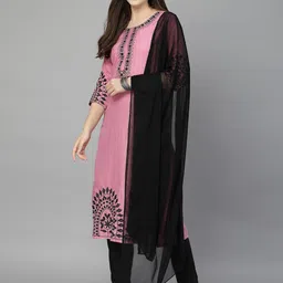 BAESD Ethnic Motifs Embroidered Regular Kurta With Trouers & Dupatta image 5