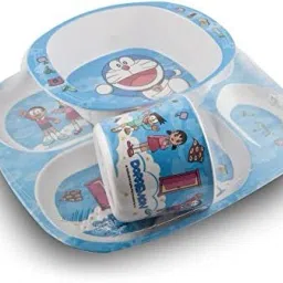 Pack of 3 Melamin Food Grade | Kids Dinner Set – Doraemon Sky |Tableware, Stain free Dinner Set-image-32