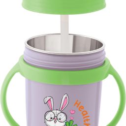 Inner Steel Cartoon Print Water Bottle With Straw 360 ML Sipper Bottle for Kids-image-28