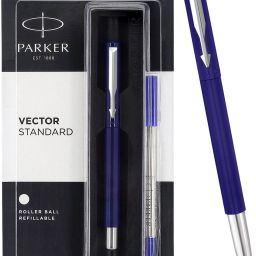 Vector Standard Chrome Trim Blue Body Color Roller Ball Pen-16