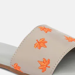 ALL TABS OPEN Embroidered Open Toe Flats image 3