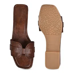 Shoestail Textured Open Toe Flats image 5