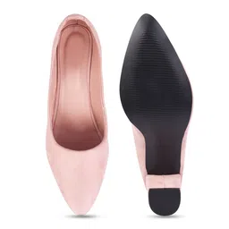 Try Me Pointed Toe Suede Block Pumps image 3