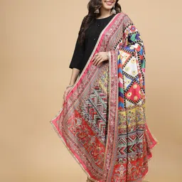 Clora Creation Ethnic Motifs Printed Mirror Work Dupatta image 5