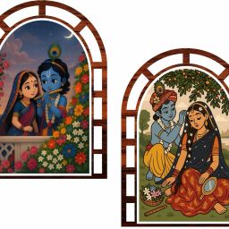 Radha Rani & Krishna Jharokha Wall Décor | Wall Hanging Decorative Items Pack of 2-image-59