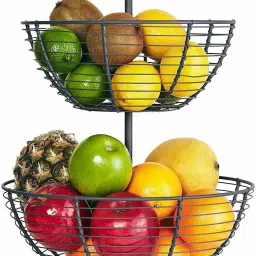 2-Tier Fruit Wrought Iron & Vegetable Basket for Dining Table/Kitchet- Steel Fruit & Vegetable Basket-24