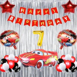 McQueen Car Theme 7th Birthday Decoration Combo Kit - Complete Party Set-image-23