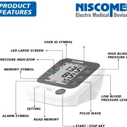 NISCOMED PW-215 Fully Automatic Portable Digital Blood Pressure Monitoring Machine LCD Display With Digital Thermometer Oscillometric Method For Accurate Measurement Bp Monitor image 4