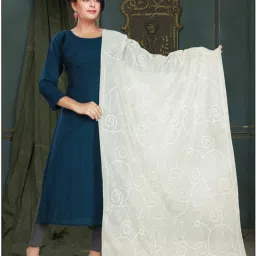 Cotton Blend Solid White Women Dupatta-image-41