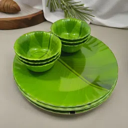 Pack of 12 Melamin Every Occasion Covered:-Banana Leaf Print Dinner Set Perfect for Your kitchen. Dinner Set-0