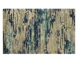 saraswatii global Cream Coloured & Blue Abstract Printed Hand Tufted Rectangular Carpet image 2