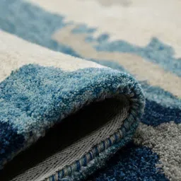 saraswatii global Cream & Blue Abstract Woolen Hand Tufted Rectangular Carpets image 5