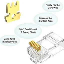 RAREGEAR RJ45 UTP Gold Plated Connector 23AWG Ethernet Cable Ends for Solid Wire Network Interface Card image 2