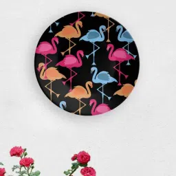 quirk india Black Ceramic Flamingos Decorative Wall Plate-picture-4