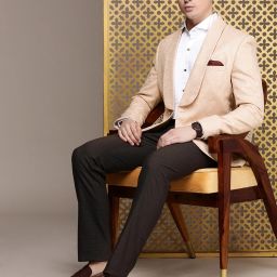Men Self Design Bandhgala Party Blazer-image-38