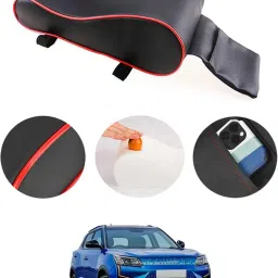 Black With Red Piping Armrest Cover With Phone Holder For Car-320 Car Armrest Cover-image-73