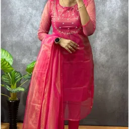 fillworks Women Net Ethnic Top Dupatta Set image 2