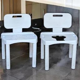 2 in 1 Bath Chair with Commode | Toilet Chair with Back for Seniors Commode Shower Chair-image-4