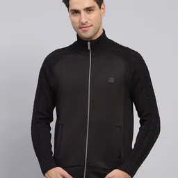 monte carlo Men Solid High Neck Black Sweater-picture-5