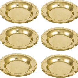 Brass Oil Lamp plate for Home Temple Puja Articles Decor Gifts -MicroDDPlate-6 Sectioned Plate-image-40