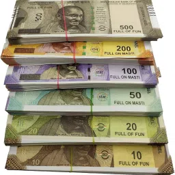 Dummy Playing Money Fake Notes Money (30*6=180 Note ) Atrfical Money for Kids to Play Note 10 20 50 100 200 500 Gag Toy churan wale Note Artificial currrency Gag Toy-6