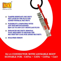 MX RJ45 Cover With LOCKABLE BOOT for CAT5e/CAT6/CAT6a/CAT7 Solid Wire, Transparent Lan Adapter image 5