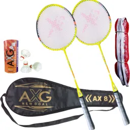 Inevitable Badminton Set Of 2, 3 Feather Shuttles, Net & Cover Badminton Kit-13