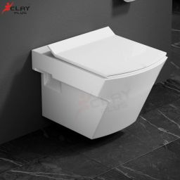 Platinum / Water Closet/ With Soft Close Toilet Seat Premium Grade Ceramic's Wallmounted Western Commode-28