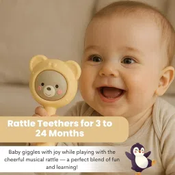 beeby Silicone Rattle Teether | BPA-Free for Easy Teething | Jhunjuna 3 to 24 Months Teether image 2