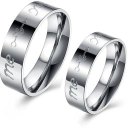 Me & You Stainless Steel Couple Rings For Boys & Girls Metal Sterling Silver Plated Ring-image-53