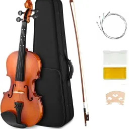 Full Size 4/4 Solid Wood Violin Hand Carved Musical Instrument Violin for Beginners and Kids Students with Hard Case, Shoulder Rest, Bow, Rosin, Bridge & Extra Strings- Satin Antique Finish 4/4 Semi- Acoustic Violin-image-48