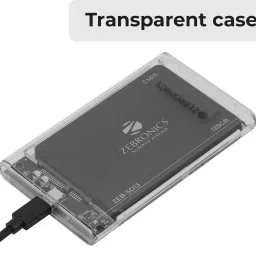 ZEBRONICS ZEB-CSH01 SSD Enclosure with Transparent case, Type C 3.1, Upto 5 gbps* 2.5 inch SSD Enclosure image 3
