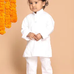 VASTRAMAY Boys White Pure Cotton Kurta with Pyjama Set-picture-53