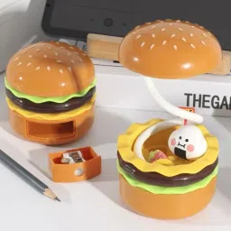 silly kids toys and more Table Lamp-Burger Small Night Light with Pencil Sharpener for Study Room/Office Study Lamp image 5