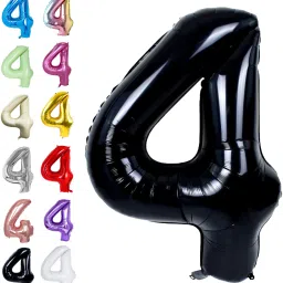 Solid Birthday/Anniversary Party Decoration Foil Plain 4 Number 32" Helium Supported Letter Balloon-image-61