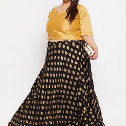 CLORA CREATION PLUS Plus Size Printed Flared Rayon Skirt image 2