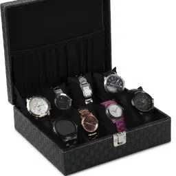 Men's and Women's Watch Box Holder Organizer Case in Black color(6 Compartments) Watch Box-image-28