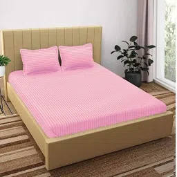 300 TC Cotton King Striped Fitted (Elastic) Bedsheet-image-92