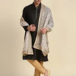 Net Embroidered White Men Dupatta-image-17