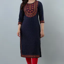 Women Printed Viscose Rayon Straight Kurta-image-42