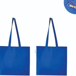 Cotton Plain Tote Shopping Bags With Zip Pack of 2 Grocery Bags-28