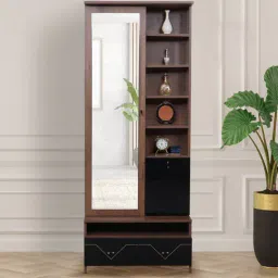 crystal furnitech Noir DressIng Table In Black Glossy & Knottywood Color-picture-7