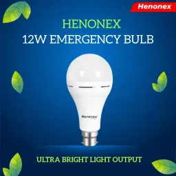 henonex 12W Emergency Light Bulbs with Battery Backup Pack of 2 LED for Home 4 hrs Bulb Emergency Light image 2