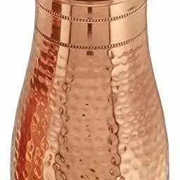 Pure Copper Water Bedroom Bottle | Bedside Carafe |Copper Glass/Vessel 1 Liter 1000 ml Bottle-image-10
